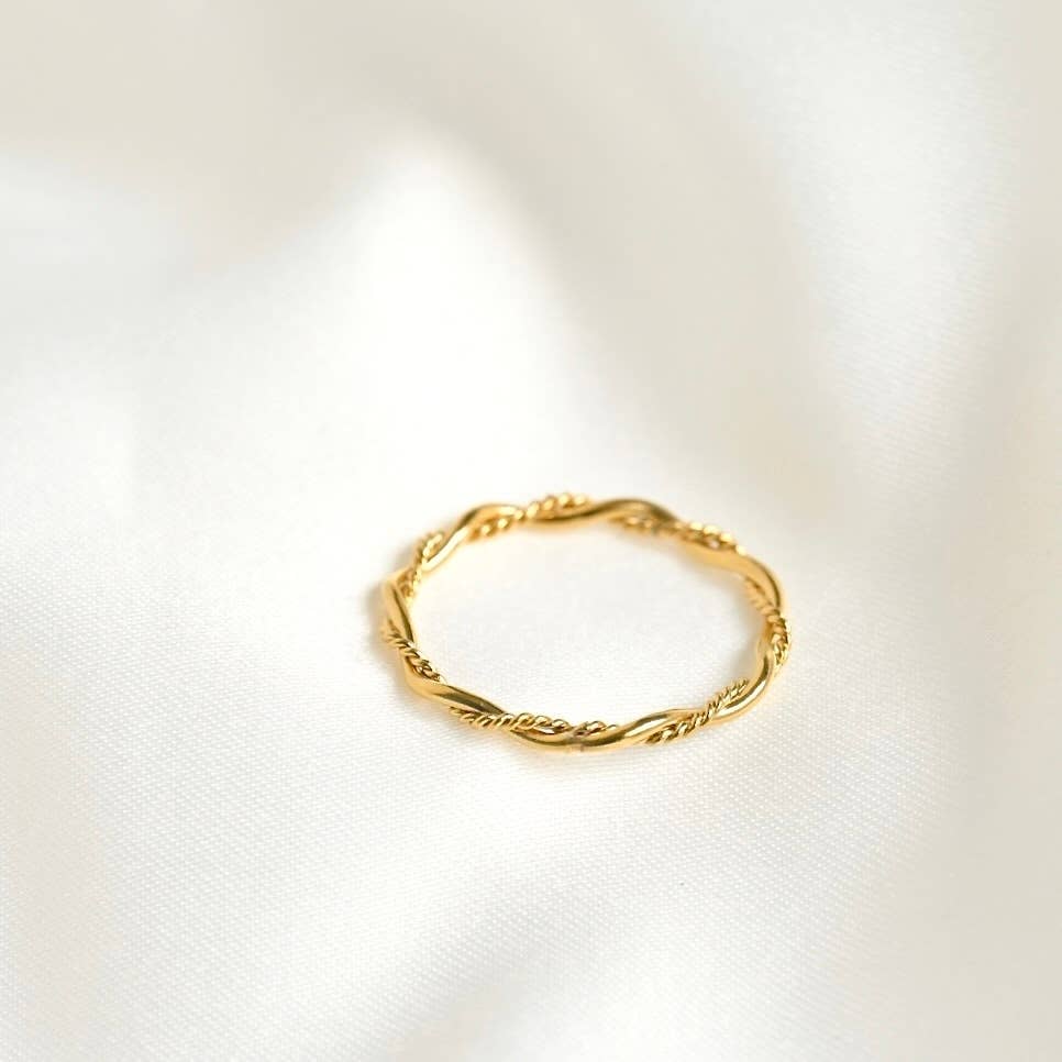 Mixed Twisted Ring - Slim Crossover Ring - Dainty Gold Ring