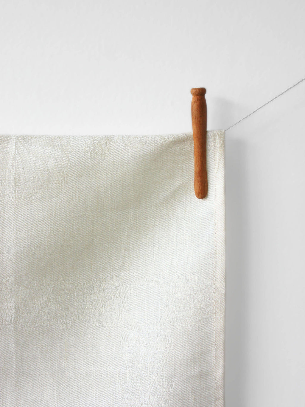 Brigitte Tea Towel, Cream/Putty with Border Design