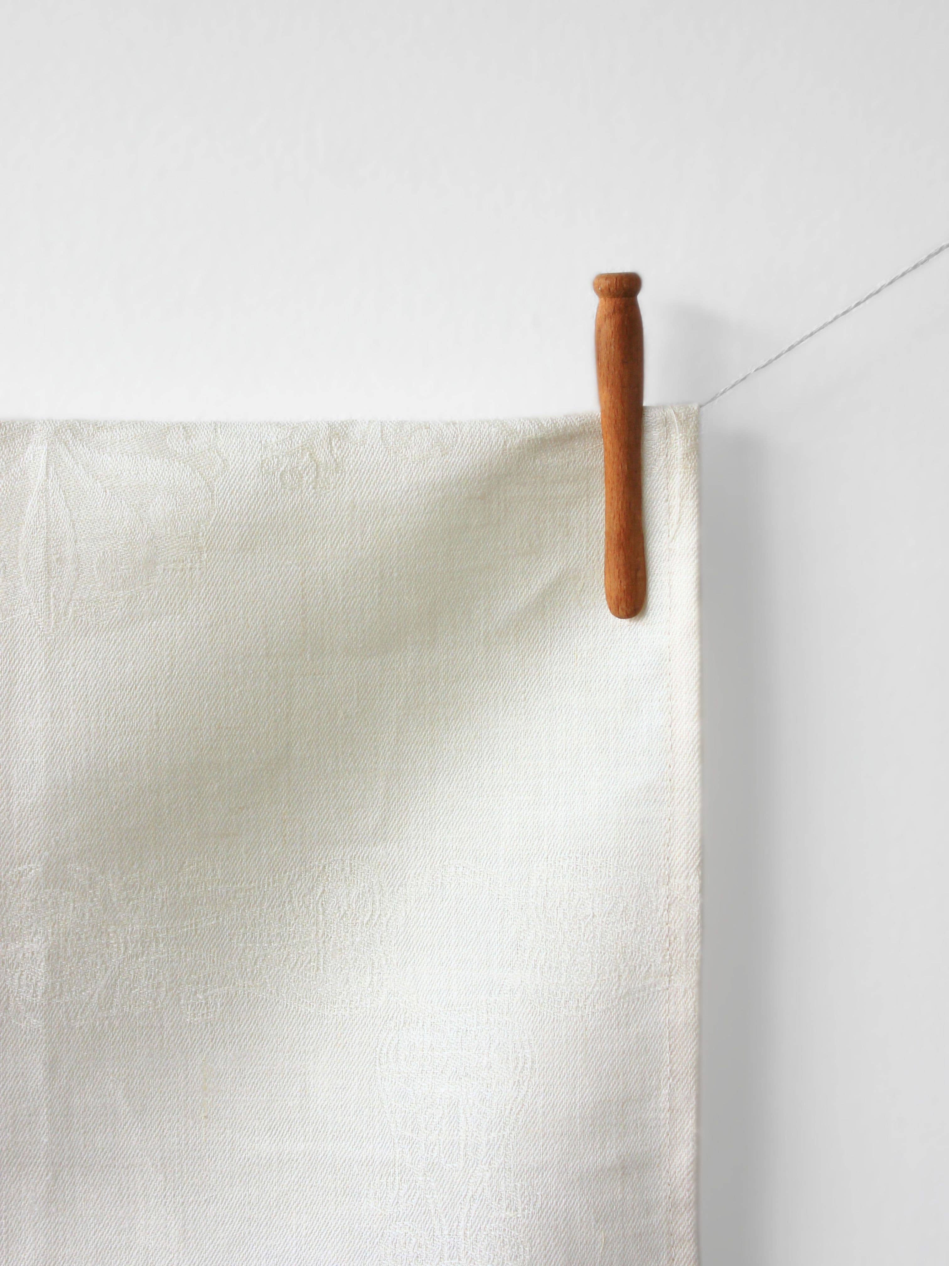 Brigitte Tea Towel, Cream/Putty with Border Design