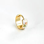 Blueyejewelry - Gold Enamel Tulip Flower Hoop Earrings - 925 Sterling Silver
