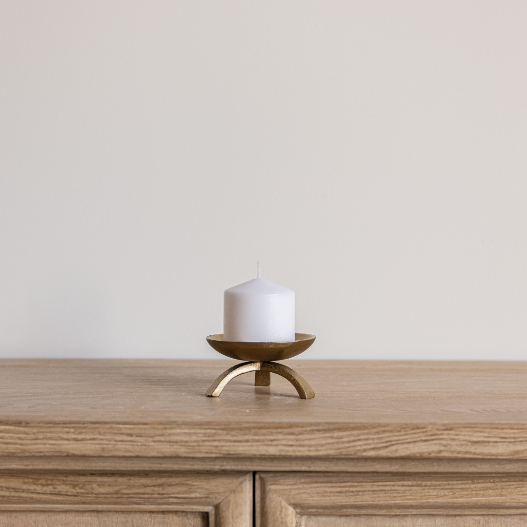 Luxe B Co- Brass Inspired Tripod Pillar Candle Holder