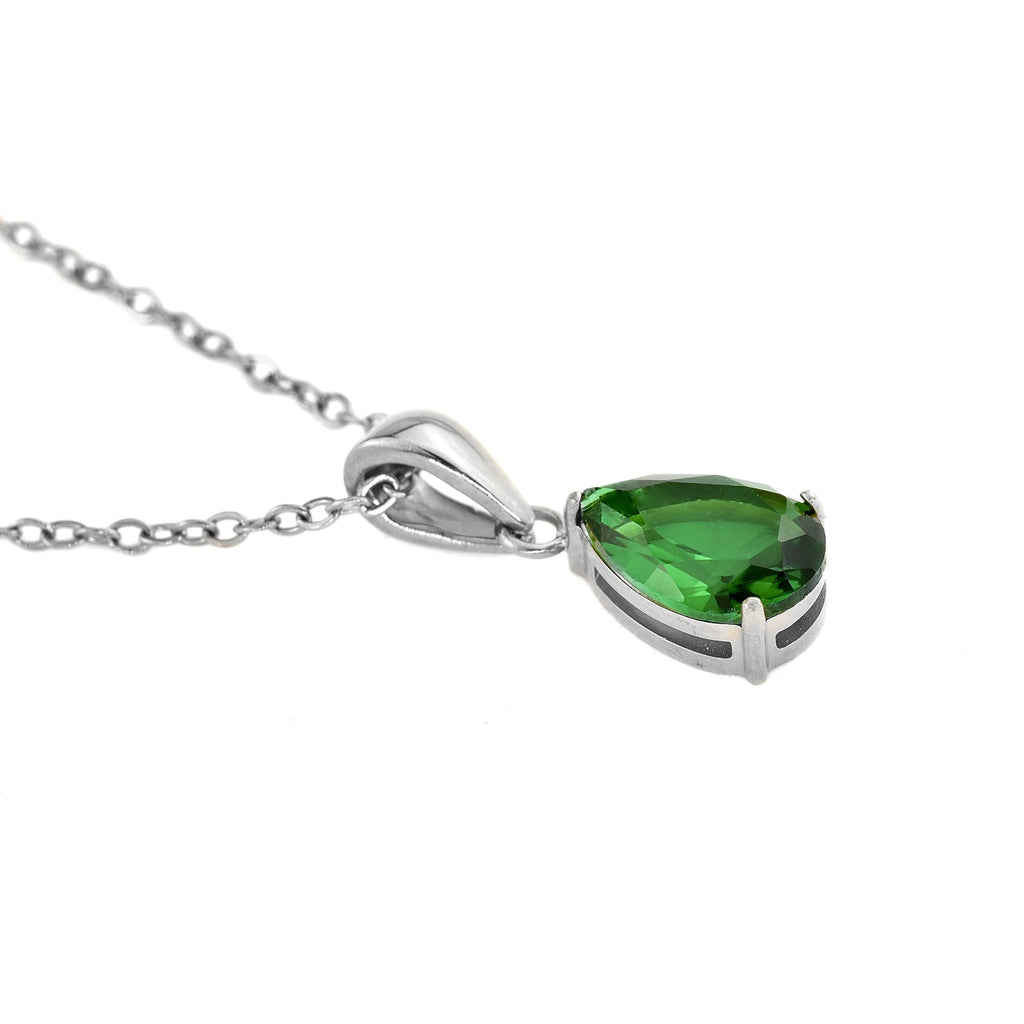 Blueyejewelry - Pear CZ Necklace - Tear Drop Diamond Birthstone Pendant