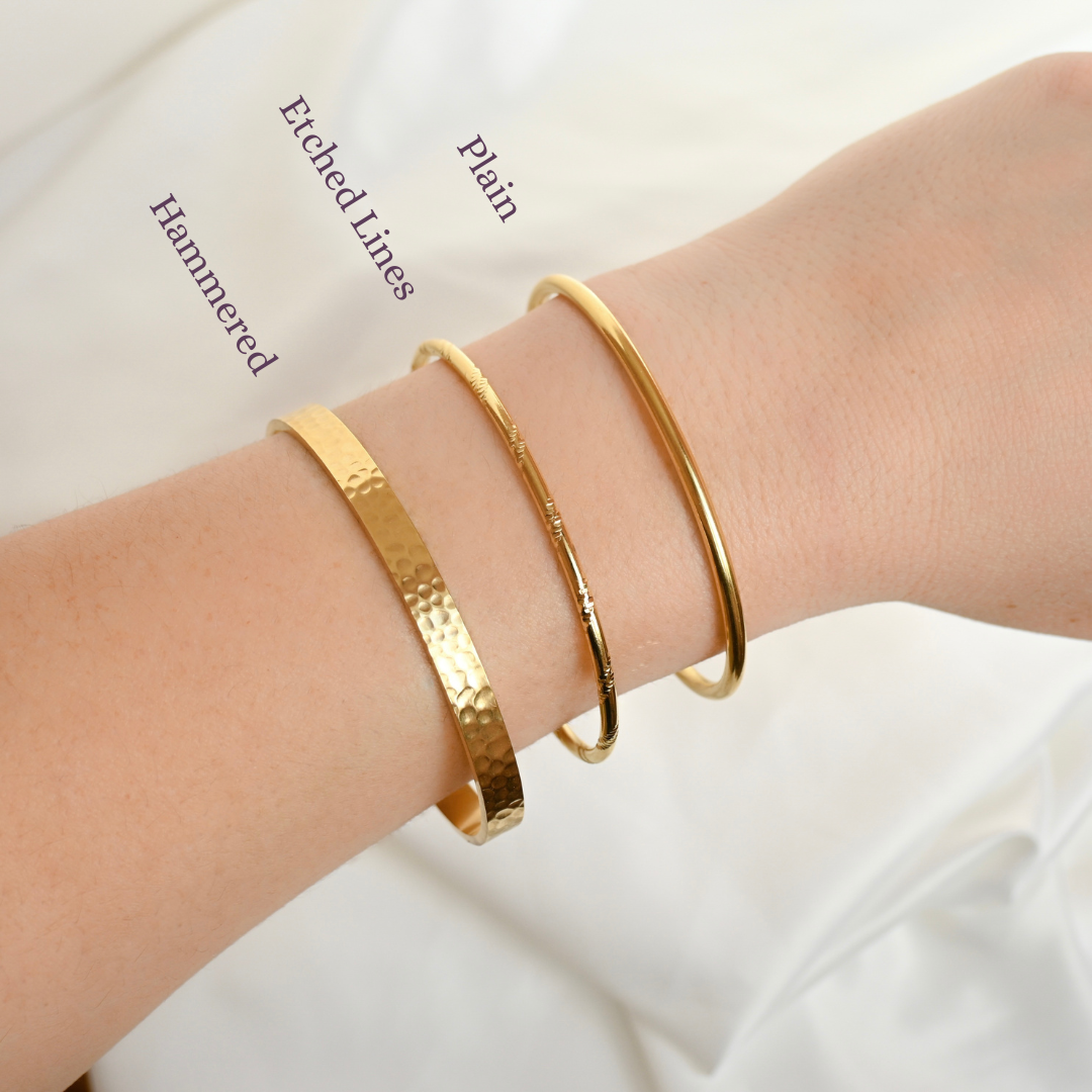 Blueyejewlery - Slim Cuff Bracelets - Waterproof Gold Open Bangle -Claw Cuff